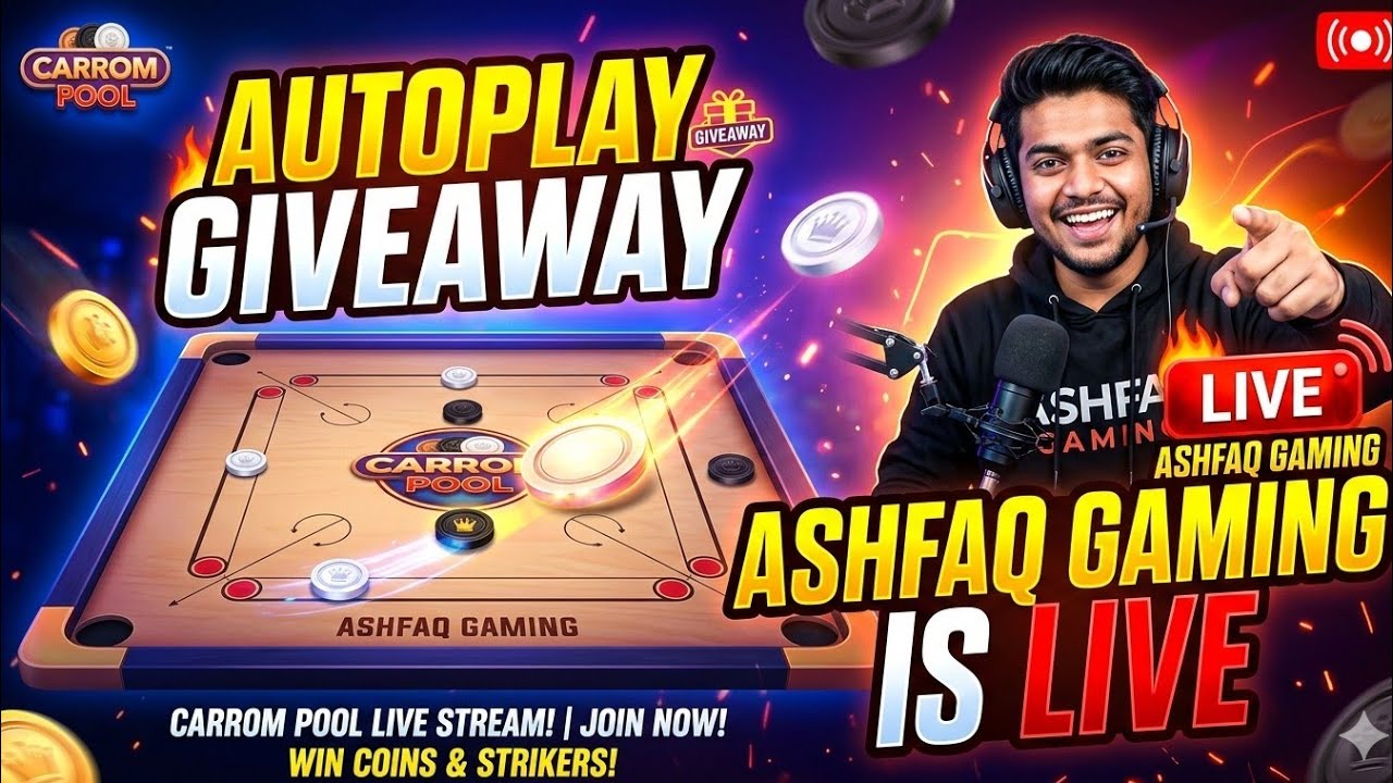 Ashfaq gaming  is live 🛑 carrom disc pool auto gameplay 🎮