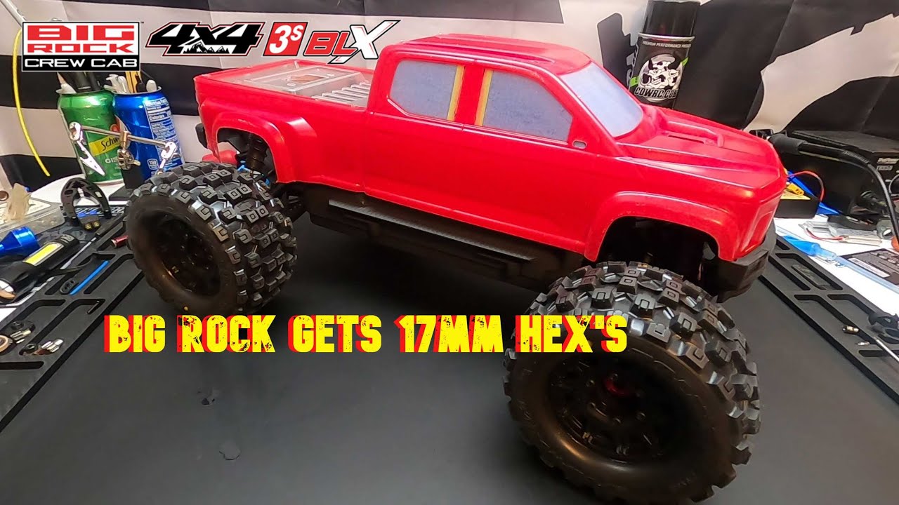 Arrma Big Rock 223s gets 17mm Hex's and Proline MX28's Mounted.