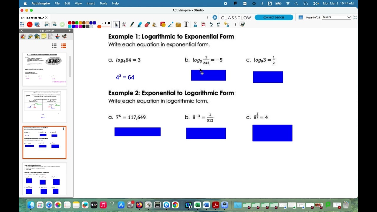8.1 Notes (part 1): Basics of Logarithms
