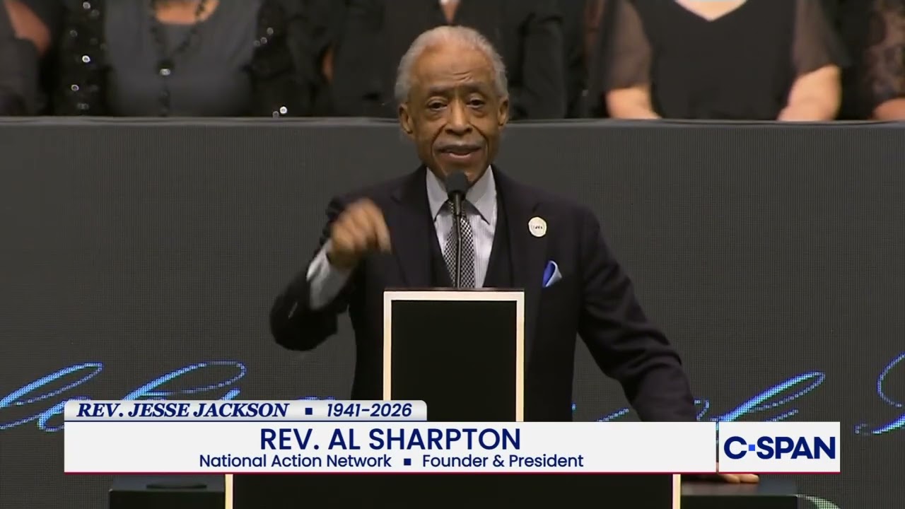 Rev. Al Sharpton gives remarks at memorial service for late Rev. Jesse Jackson