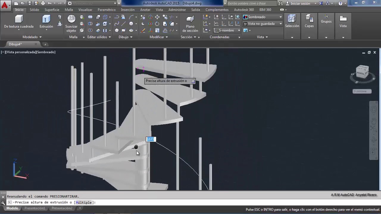 como hacer una escalera de caracol en autocad 3D