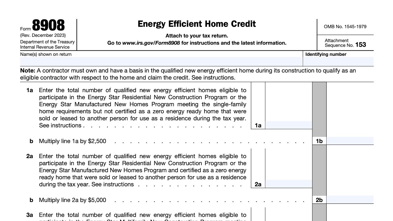 IRS Form 8908 walkthrough (Energy Efficient Tax Credit)