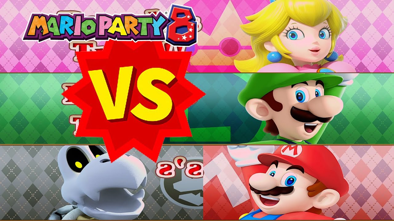 Mario Party 8 - Koopa's Tycoon Town | Luigi Vs Dry Born Vs Peach Vs Mario | AlexGamingTV [Wii HD]