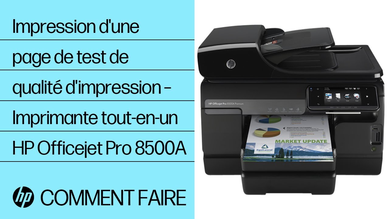 Impression d'une page de test de qualit&eacute; d'impression &ndash; Imprimante tout-en-un HP Officejet Pro 8500A