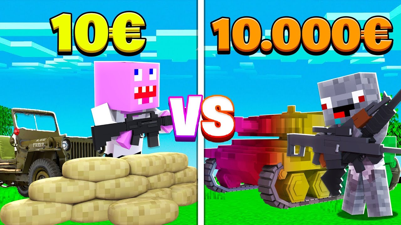 1€ SOLDAT VS 10.000€ SOLDAT in Minecraft !