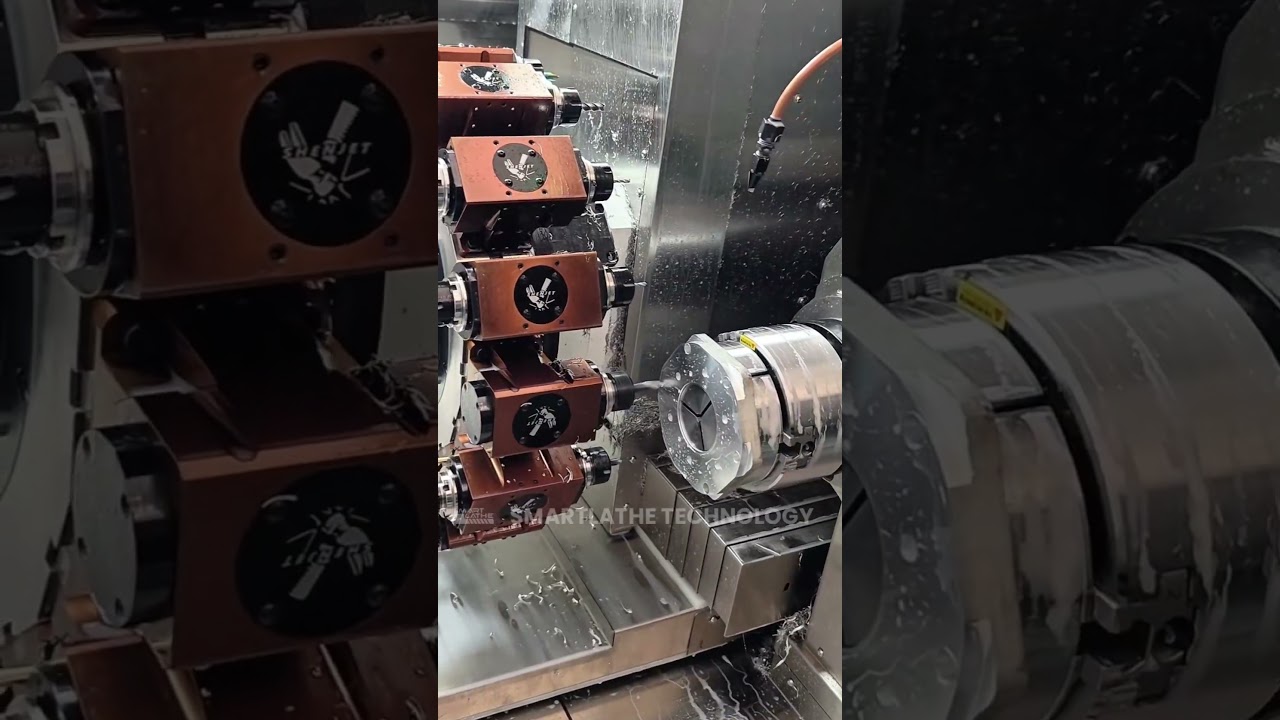 High strength motor housing DS-5246SY dual spindle CNC lathe turn mill combo. #cnc  #smartlathe
