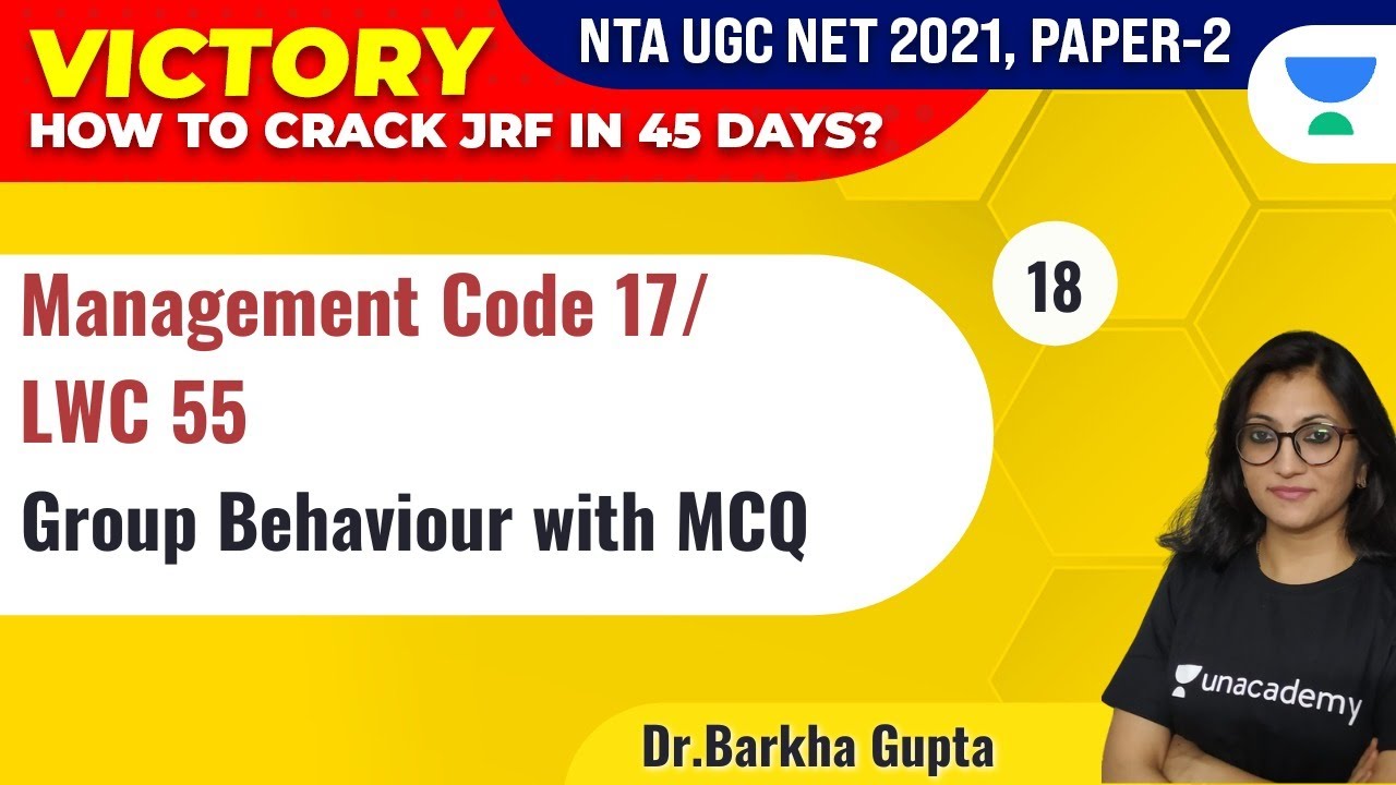 UGC NET 2021 | VICTORY Course | Management by Dr. Barkha Gupta | Group Behavior with MCQ