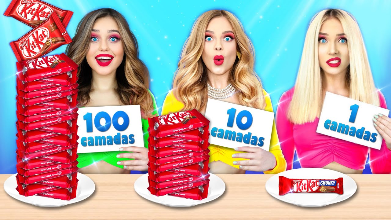 DESAFIO ALIMENTAR DAS 100 CAMADAS | Brincadeiras Divertidas com Comida por Ratata Cool