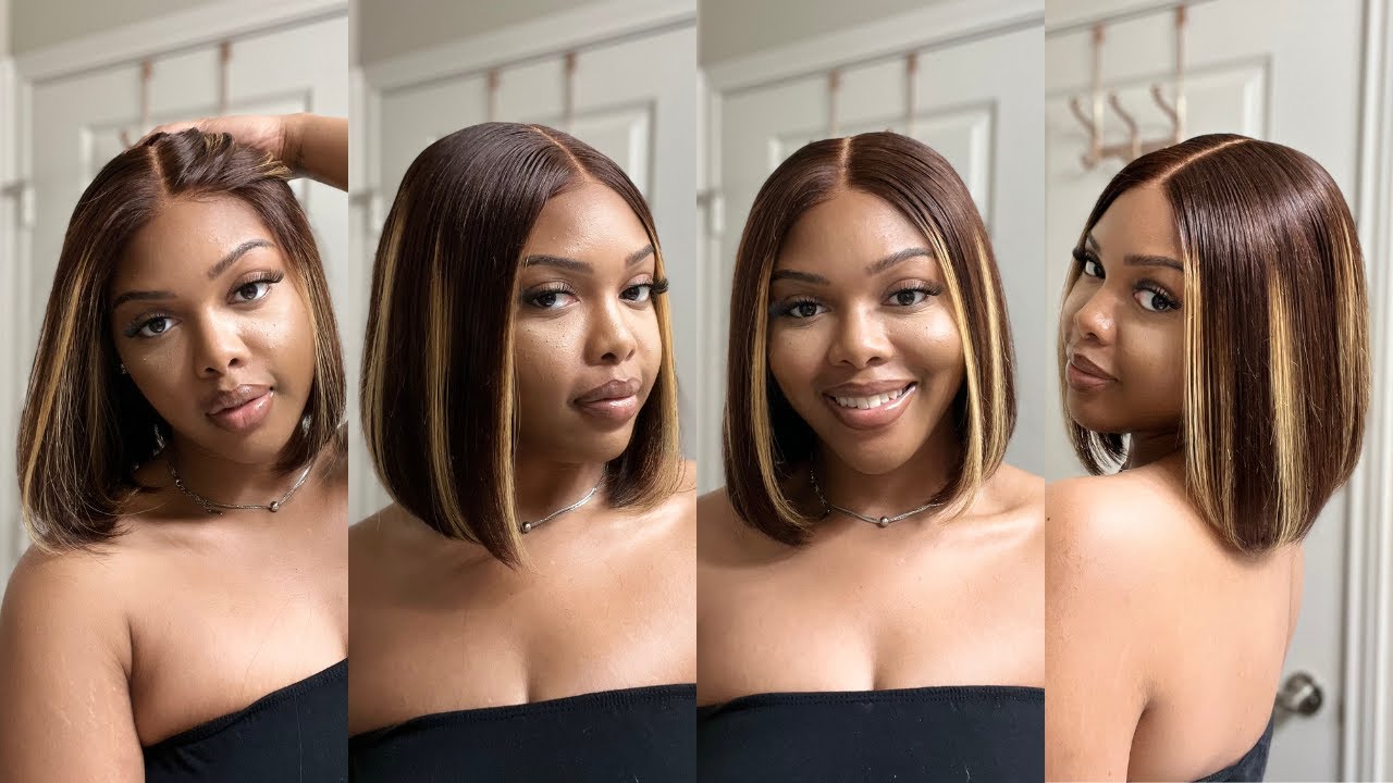 LUVME HAIR | GLUELESS 7x6 BLUNT CUT HONEY BLONDE HIGHLIGHTED BOB WIG | GLUELESS WIG
