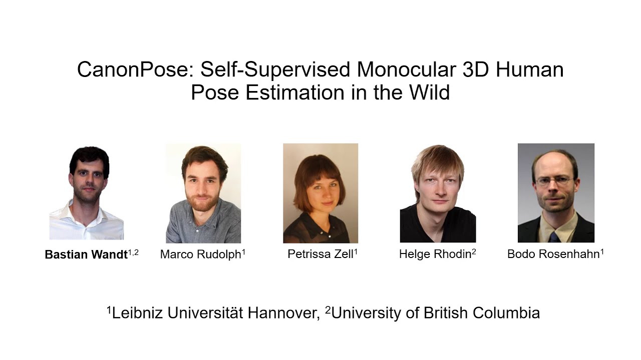 CanonPose: Self-Supervised Monocular 3D Human Pose Estimation in the Wild (CVPR 2021)