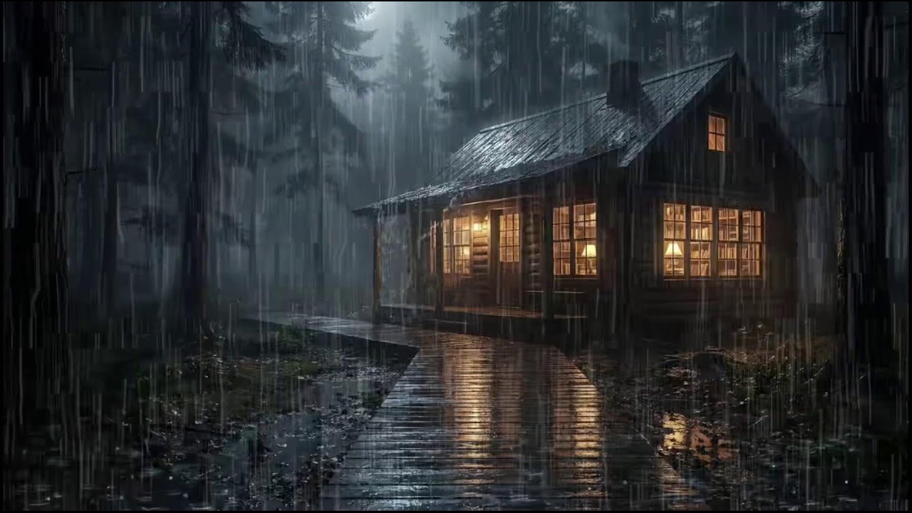 Rainy Forest Cabin at Night 🌧 | Soft Rain Ambience to Ease Insomnia and Drift Into Deep Rain Sleep