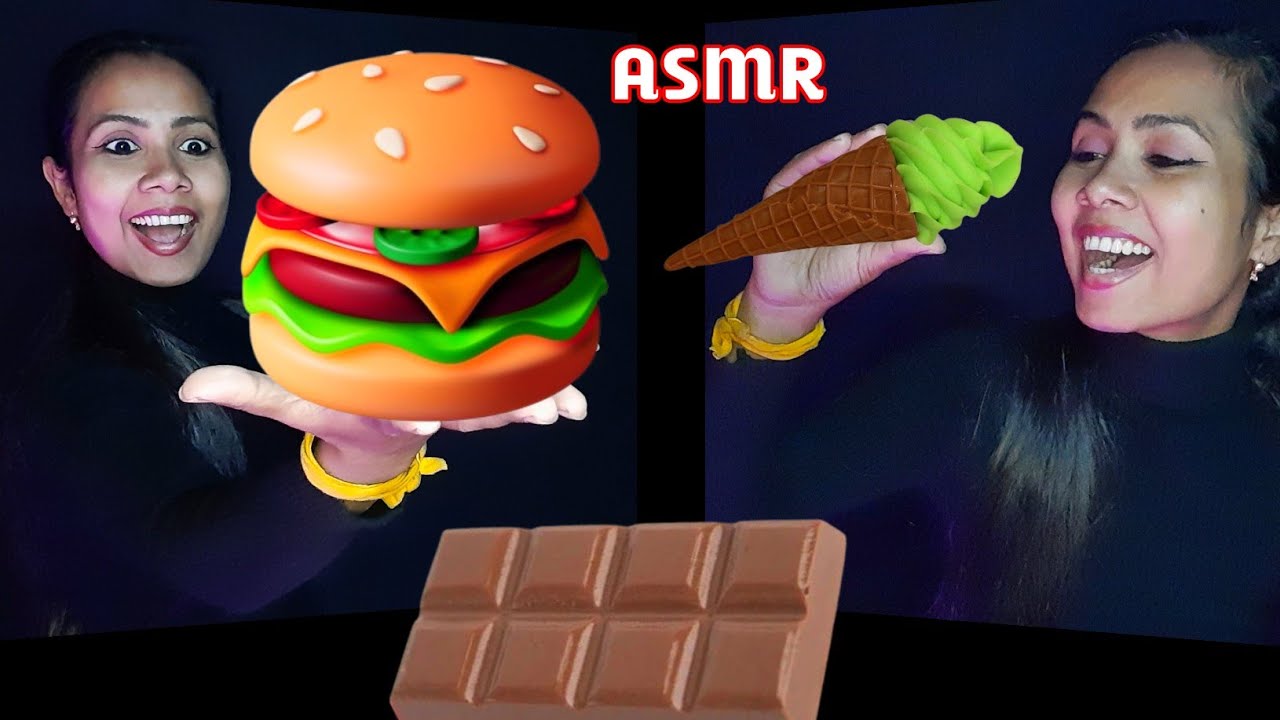 ASMR Hindi | Fake Food Eating 🍦🍔🍫 Mouth Sounds