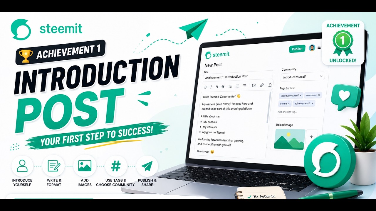 Achievement 1: Introduction Post on Steemit | Complete Beginner Guide