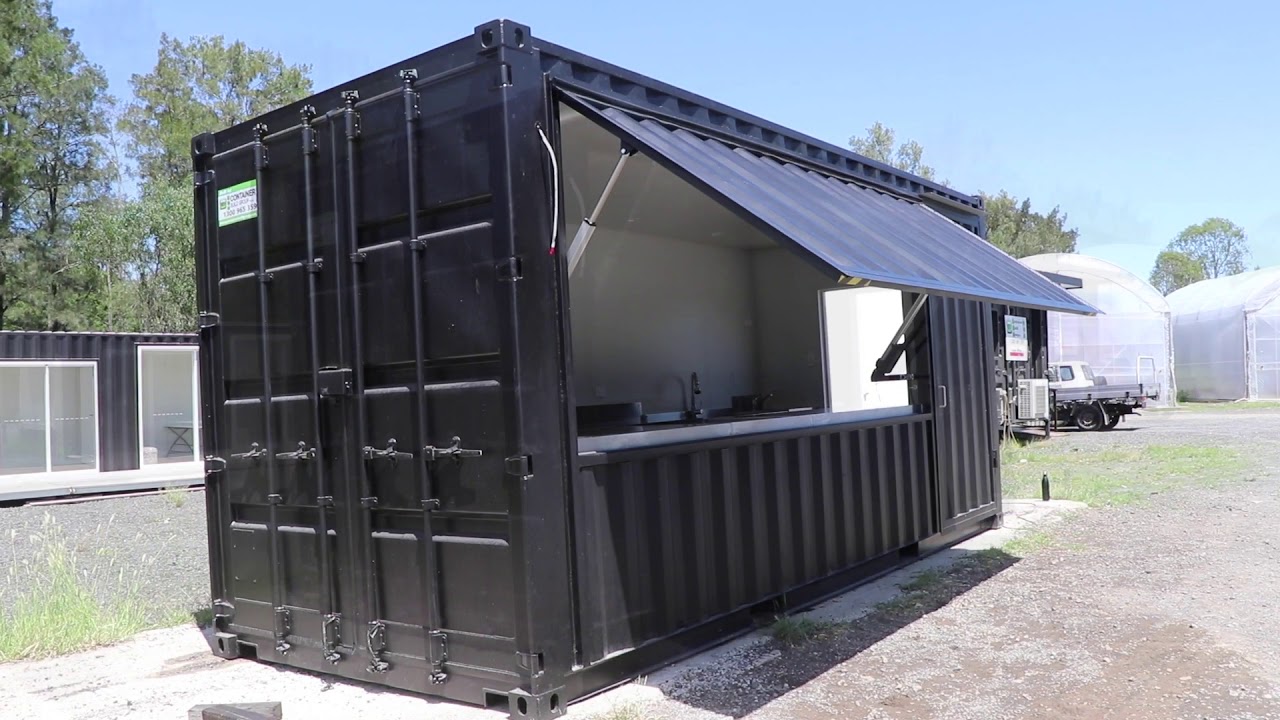 shipping container cafe tilt panel
