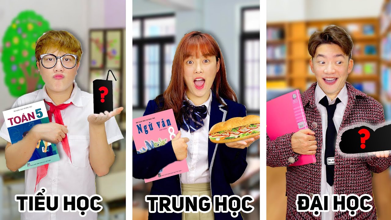 Thử Thách Đồ Ăn Theo Cấp Học: TIỂU HỌC vs TRUNG HỌC vs ĐẠI HỌC!