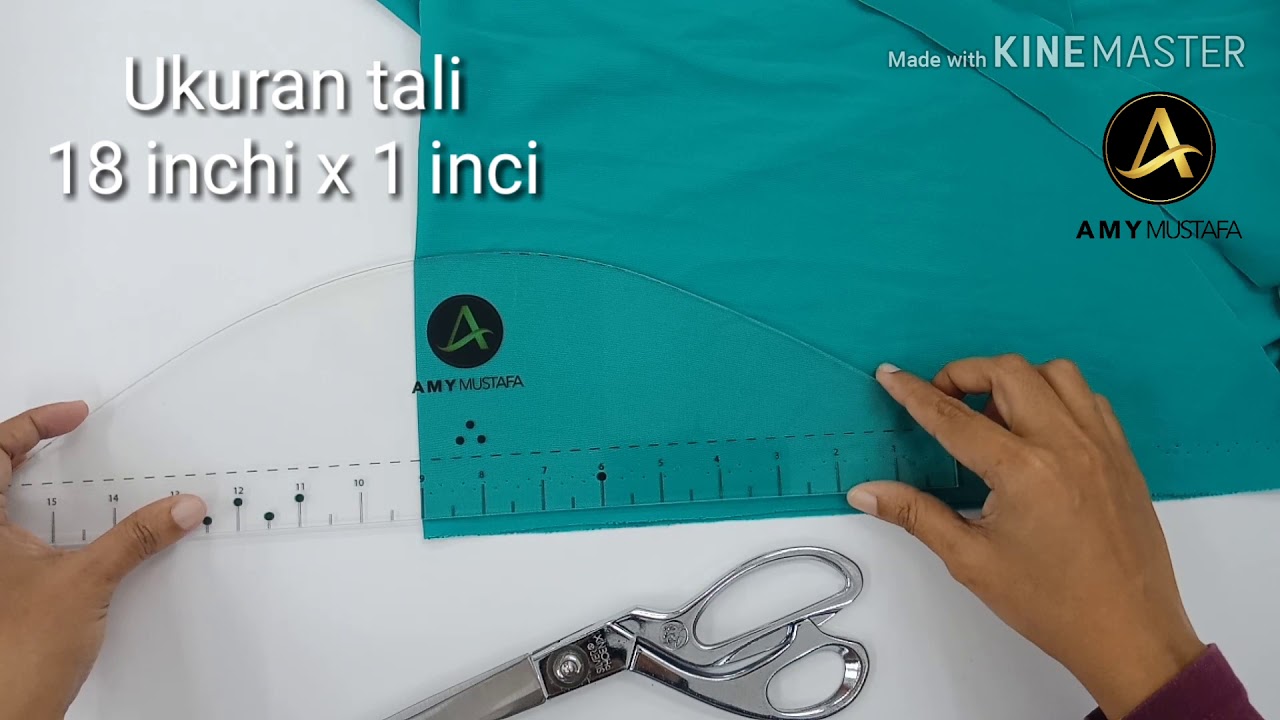 Cara potong awning telekung, lapik dagu dan tali.