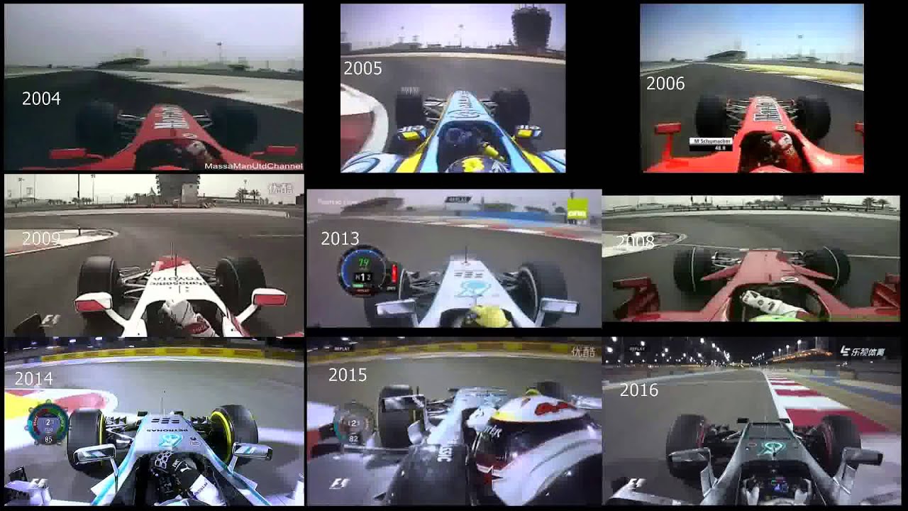 F1 onboard Bahrain - Qualifying Lap Comparison(2004~2016)