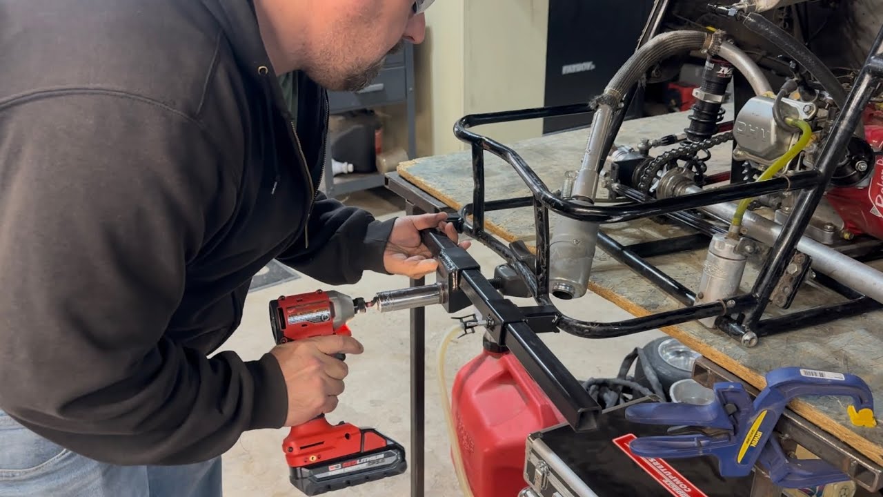 Trying out a bumper and nerf bar straightener on our quarter midget