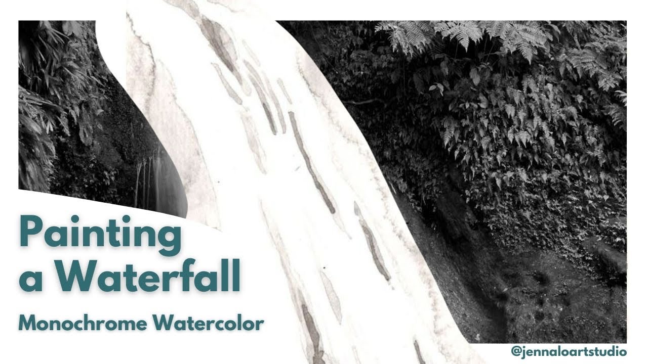 Painting a Waterfall | Monochrome Watercolor Tutorial