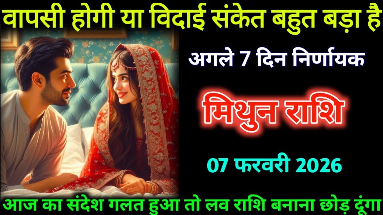 मिथुन राशि। 07 फरवरी 2026| वापसी होगी या विदाई संकेत बहुत बड़ा है| Mithun Rashifal |