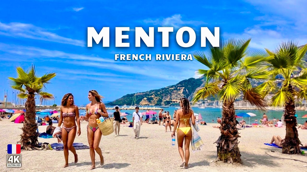 Menton, France 4K Walking Tour 🇫🇷 | 🍋 The Lemon Town of the French Riviera | City & Beach Walk