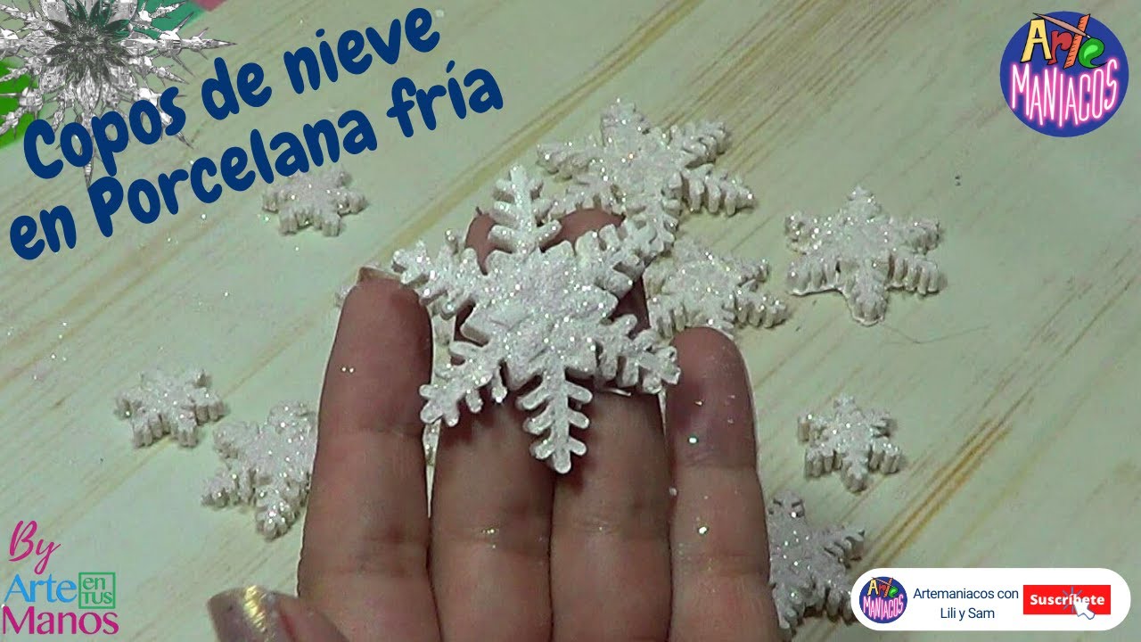 🔴Cómo Hacer COPOS de NIEVE en PORCELANA FRÍA Con Cortadores, Fácil y Económicos con Artemaníacos