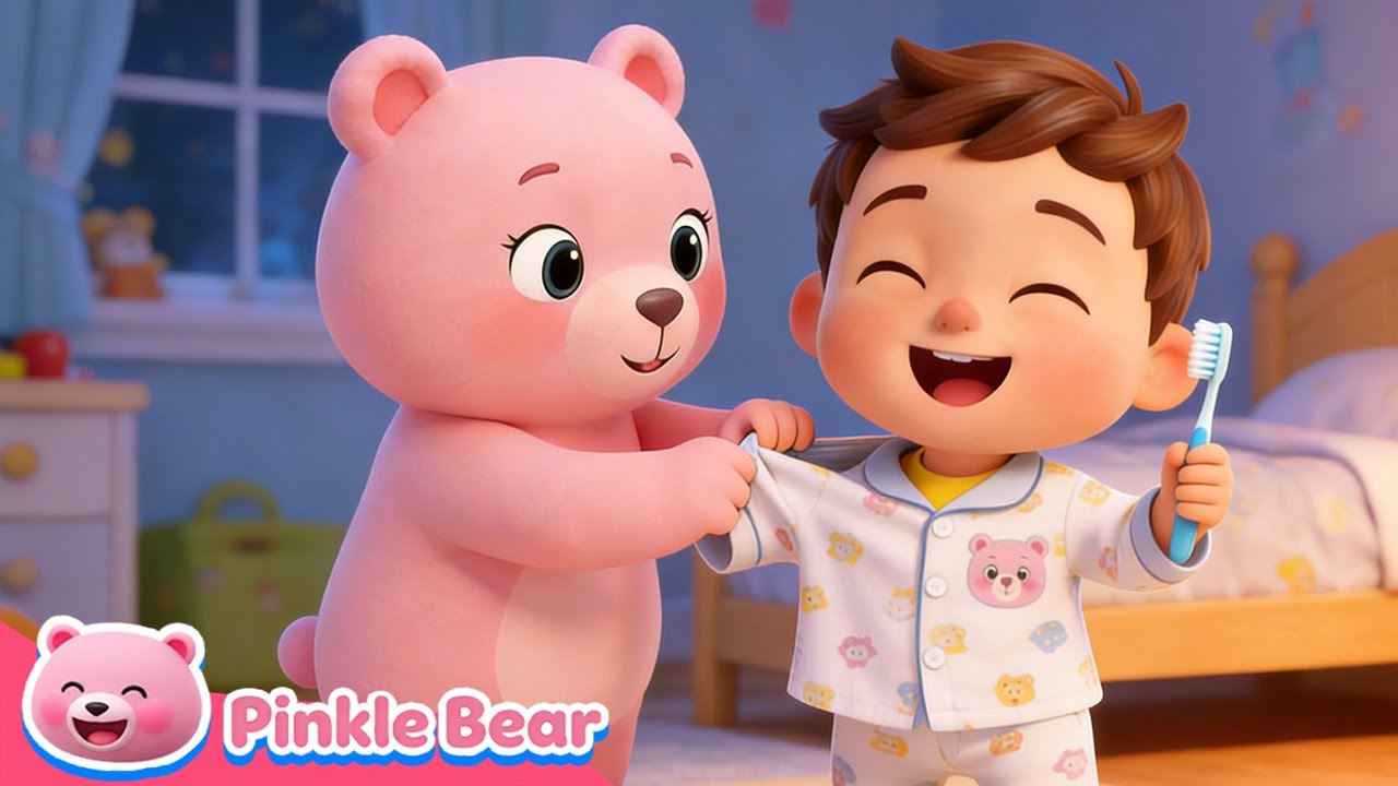 Sleepy Time Song + Bedtime Routine for Kids | Learn Habits with Pinkle Bear