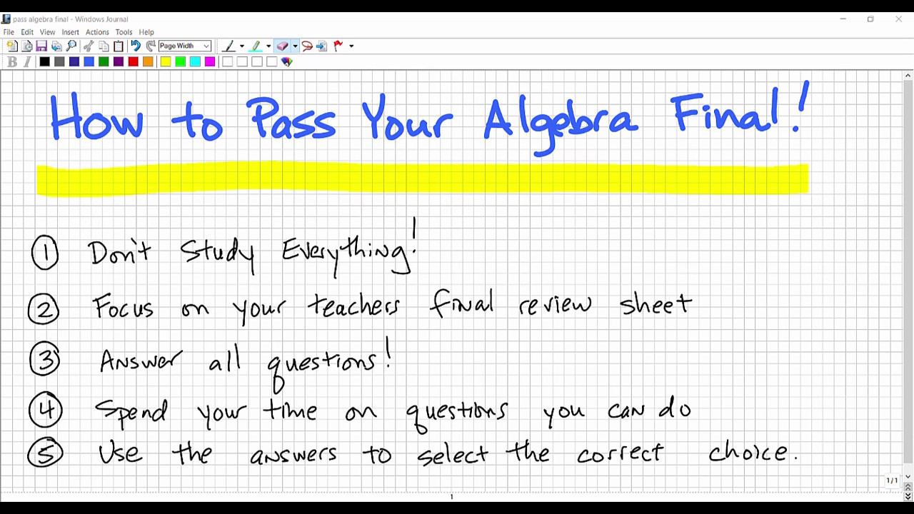 How to Pass Your Algebra Final