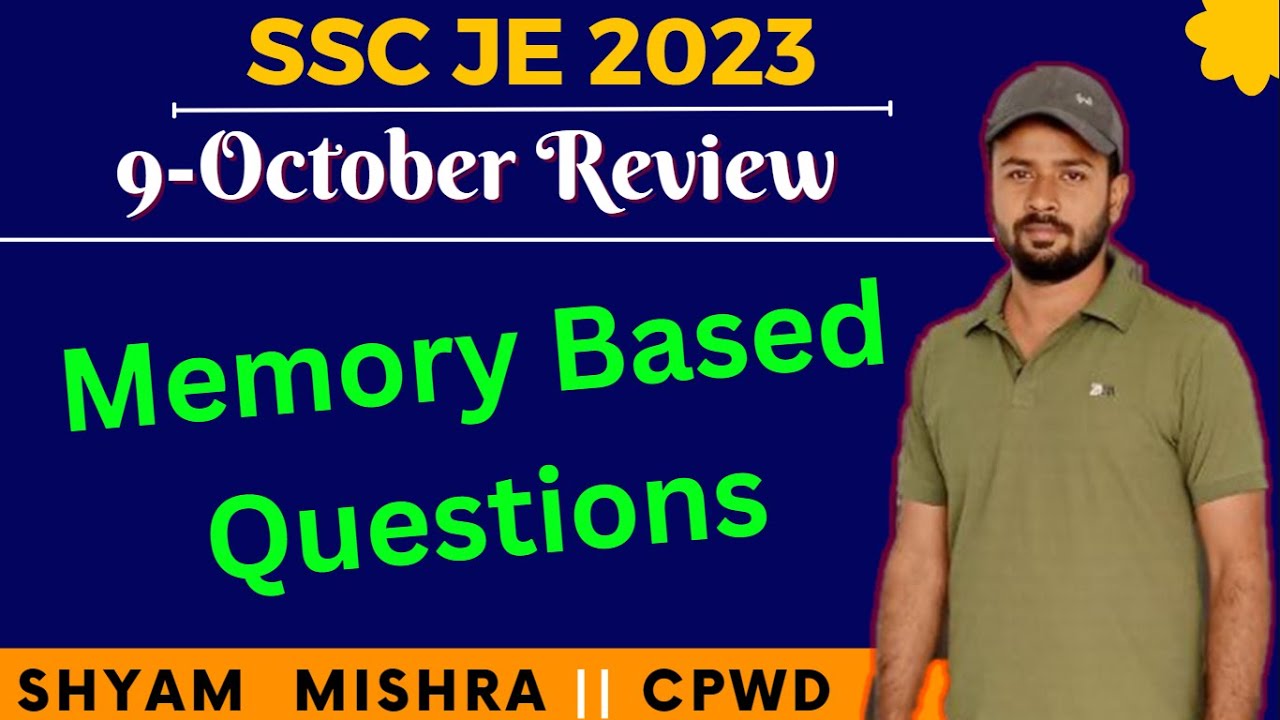 9 October Exam Review || SSC JE 2023 Exam Review || Memory Based questions in SSC JE 2023 || TCB