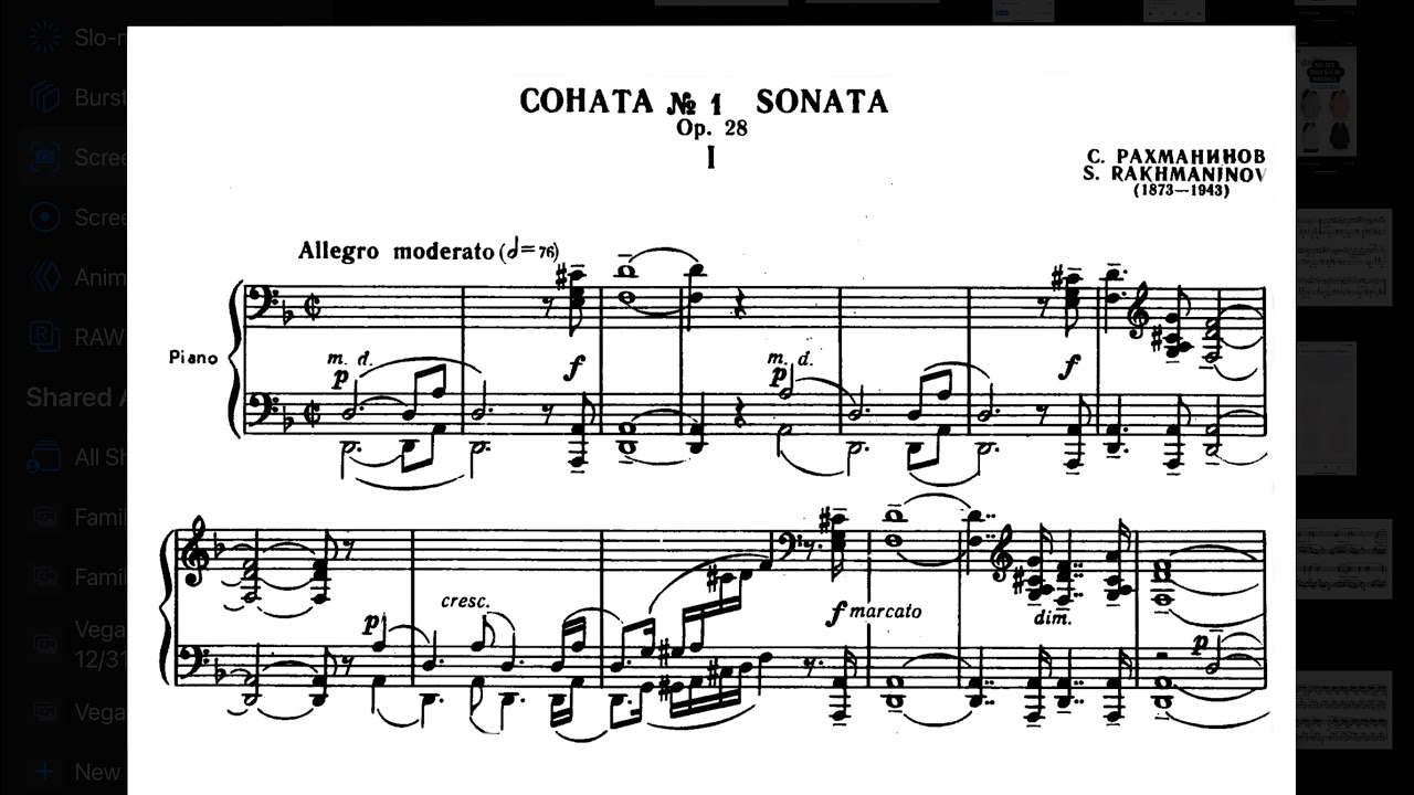 Rachmaninoff Sonata No. 1 in D Minor Op. 28 - (Sean Botkin) (Score)