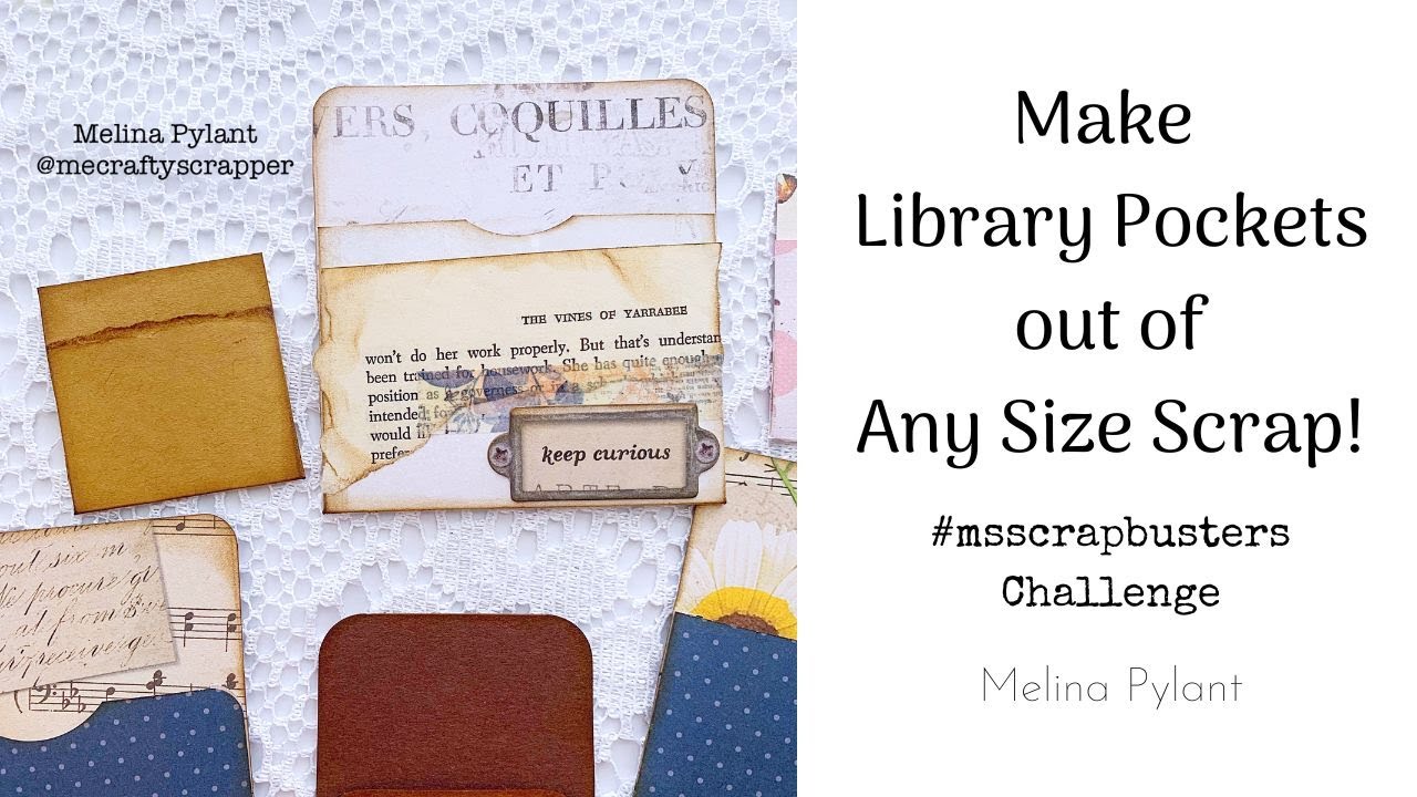 MAKING LIBRARY POCKETS OUT OF ANY SIZE SCRAP! #msscrapbusters EPISODE 59 | DIY TUTORIAL