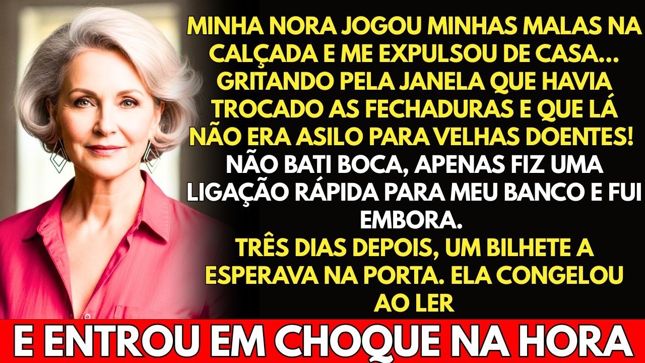 Minha nora morou de graça por anos e me expulsou de casa... até que um bilhete a esperava na porta