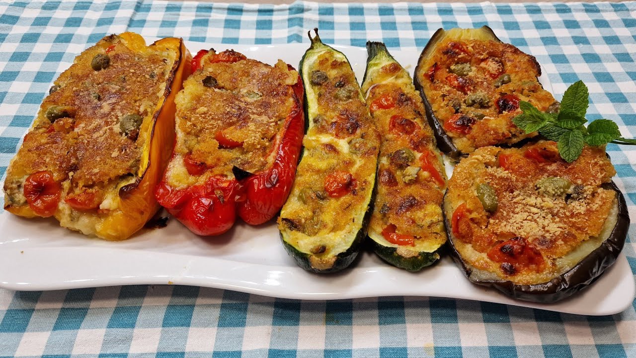 VERDURE RIPIENE GRATINATE BUONISSIME ! Melanzane ripiene - Zucchine ripiene - Peperoni ripieni