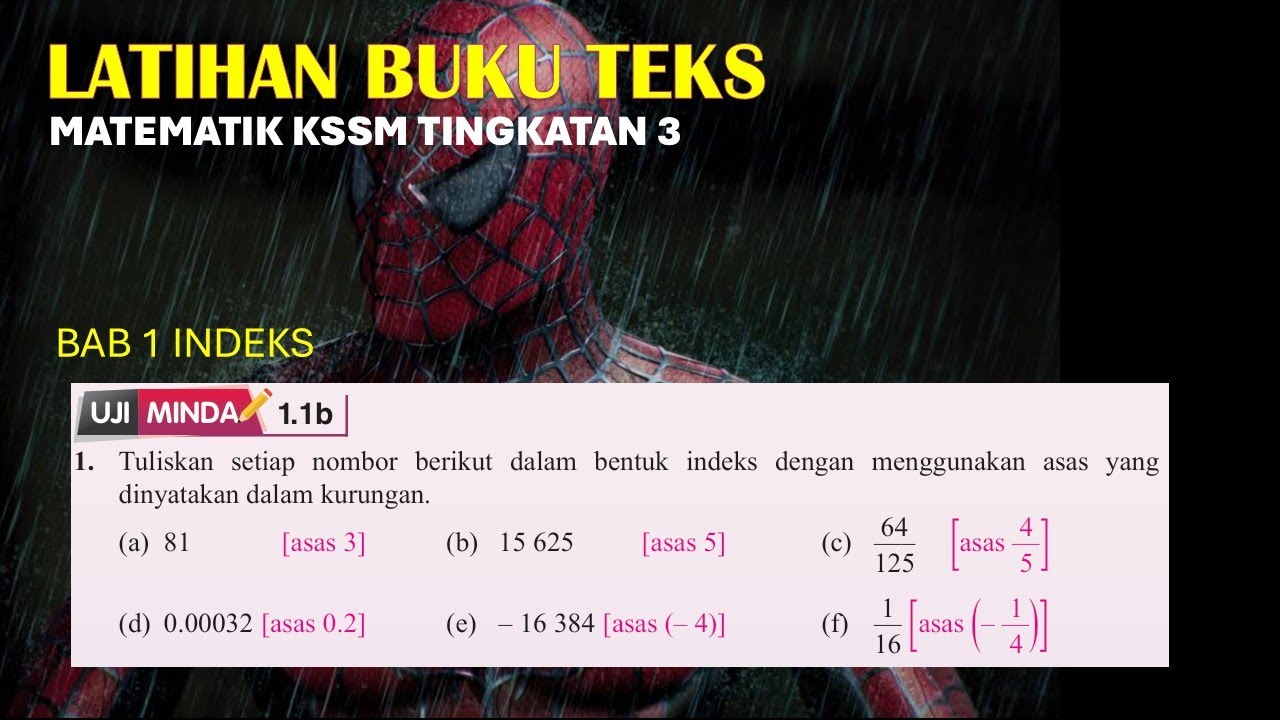 Latihan Buku teks Tingkatan 3 # bab 1 indeks # Uji minda 1.1B