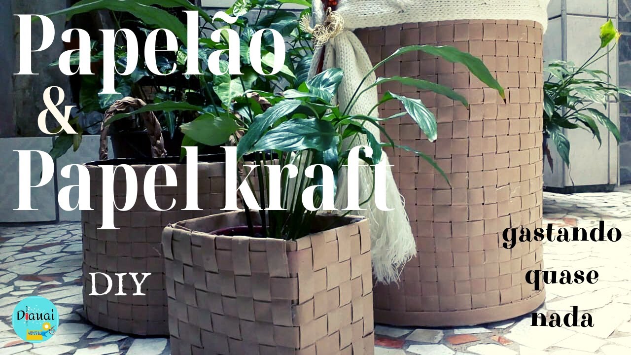 FIZ CESTOS utilizando somente PAPELÃO e PAPEL KRAFT | I made BASKETS with CARDBOARD and KRAFT PAPER