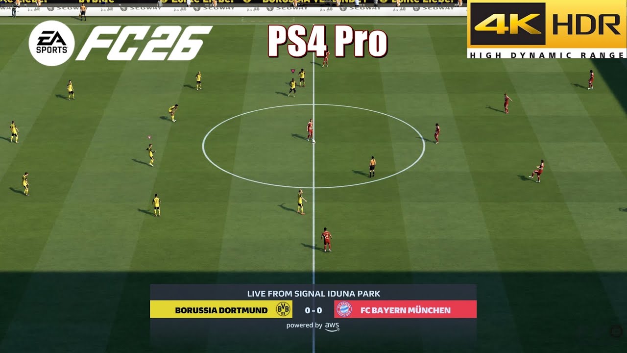 Геймплей EA FC 26 «Боруссия Дортмунд» против «Баварии Мюнхен» на PS4 Pro старого поколения [4K HDR]