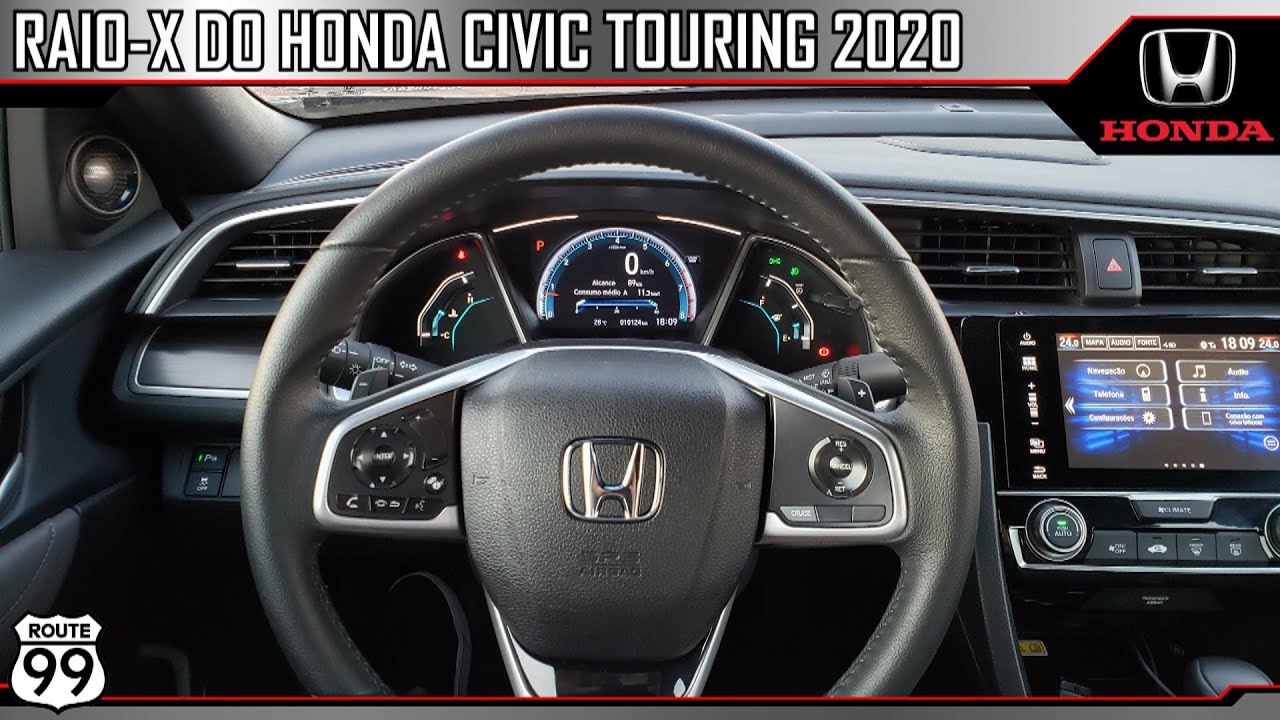 HONDA CIVIC TOURING 1.5 TURBO 2020 - INTERIOR EM DETALHES | CANAL ROUTE 99