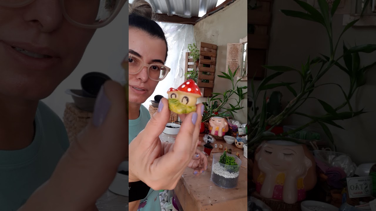Arranjo de cactos em vaso acr&iacute;lico