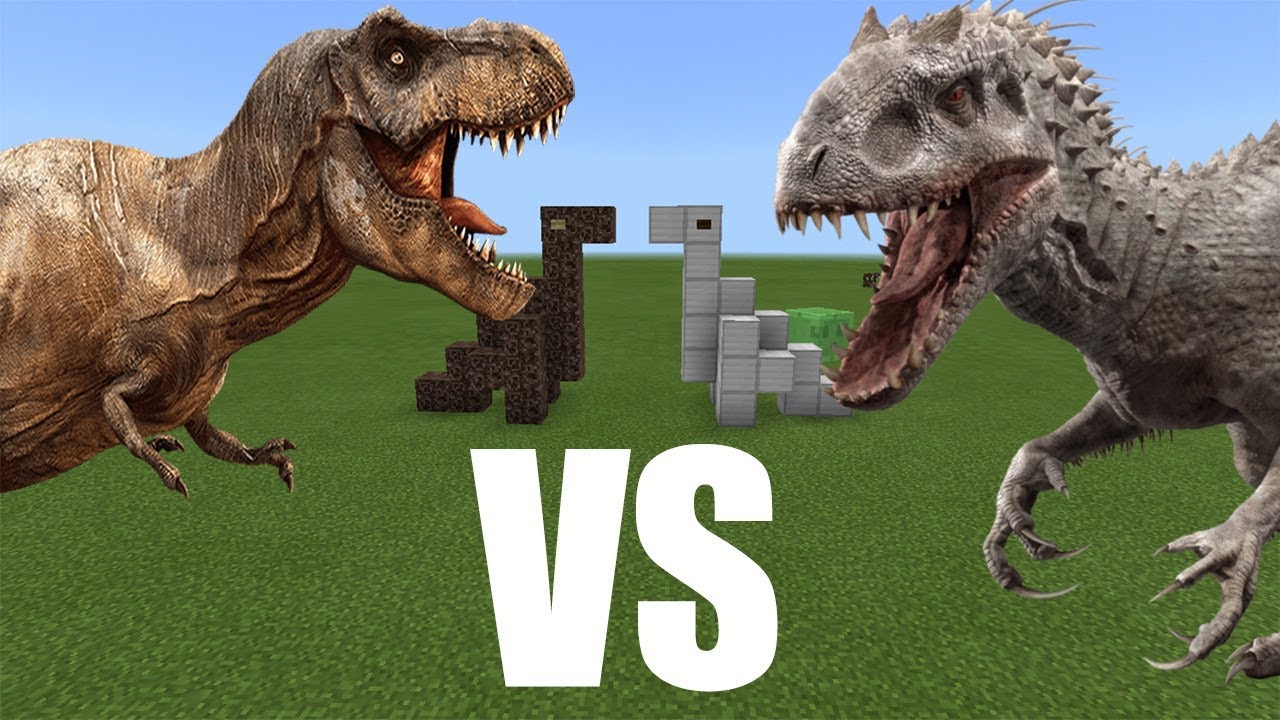 T-Rex vs Indominus Rex | Minecraft PE