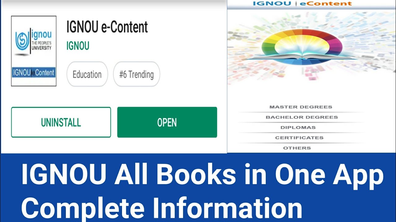 How to download and install IGNOU E content study app, IGNOU online free study material books