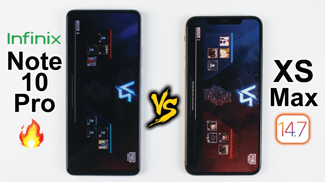 infinix Note 10 Pro vs iPhone XS Max PUBG MOBILE TEST - iOS 14.7 PUBG TEST🔥
