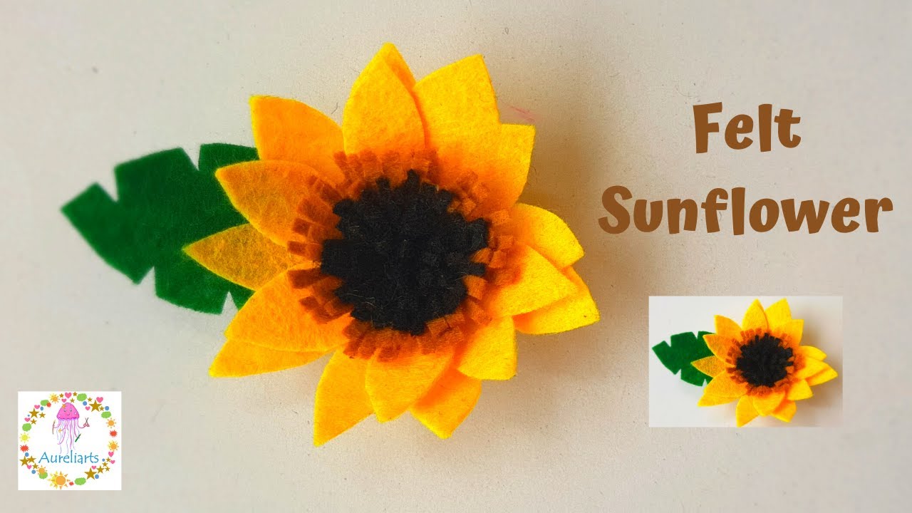 How to make Felt Sunflower 🌻 Felt Sunflower 🌻 Easy Felt Flowers 🌻Aureliarts