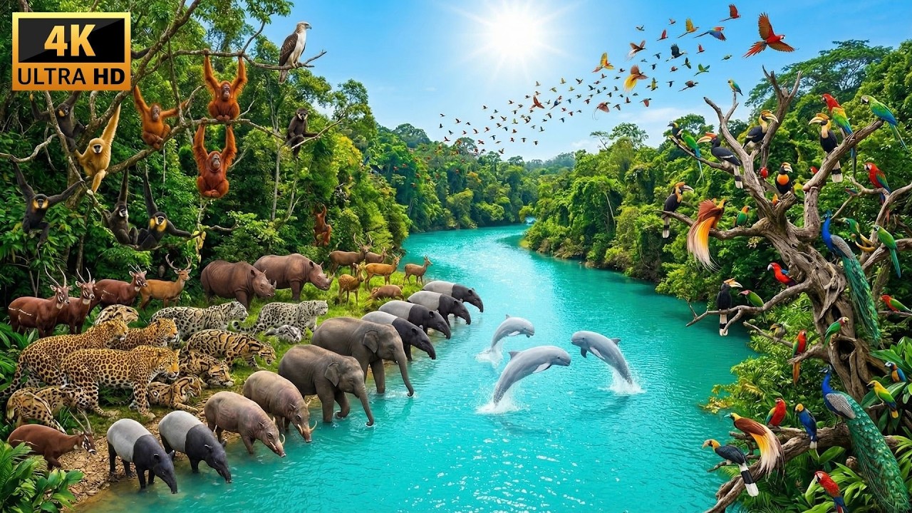 Relaxing Walk In The Amazon: Animals With Less Than 100 Left Alive 4K | Leopard & Gibbon 🌿