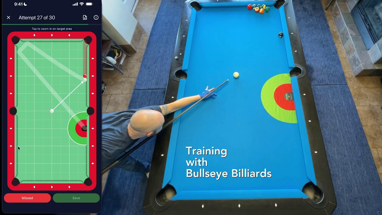Bullseye Billiards Training Session Rails Shot 160
