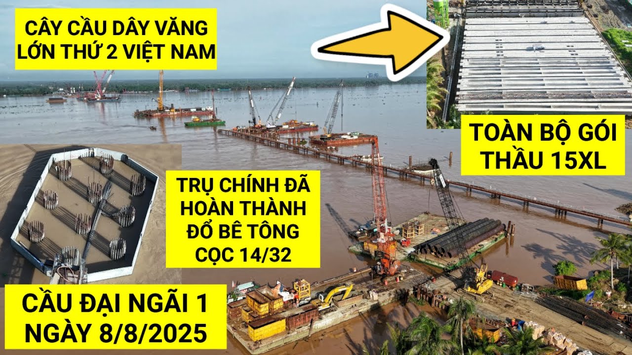 Kh&ocirc;ng kh&iacute; nhộn nhịp thi c&ocirc;ng g&oacute;i thầu 15-XL dự &aacute;n Cầu Đại Ng&atilde;i 1 bắt qua S&ocirc;ng Hậu | KU ĐẤT TV