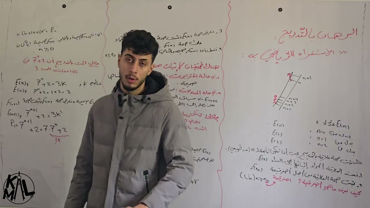الحصة الخامسة متتاليات شرح الإثبات بالتدريج (الاستقراء الرياضي ) بكالوريا سوريا المدرس كمال داؤد 