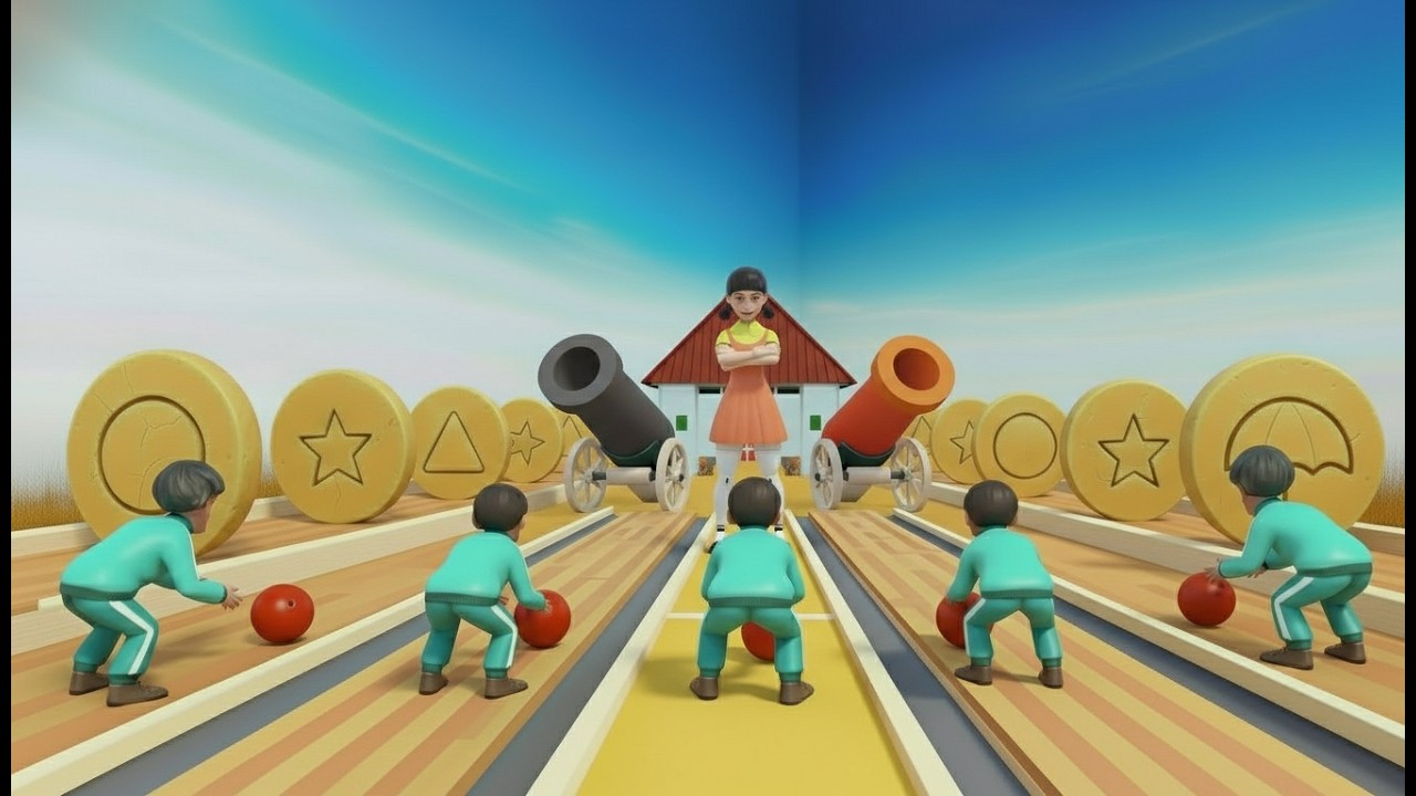 Squid Game vs Scary Teacher 3D | Try Knockdown All Giant Obstacles Bowling Dalgona Candy Challenge