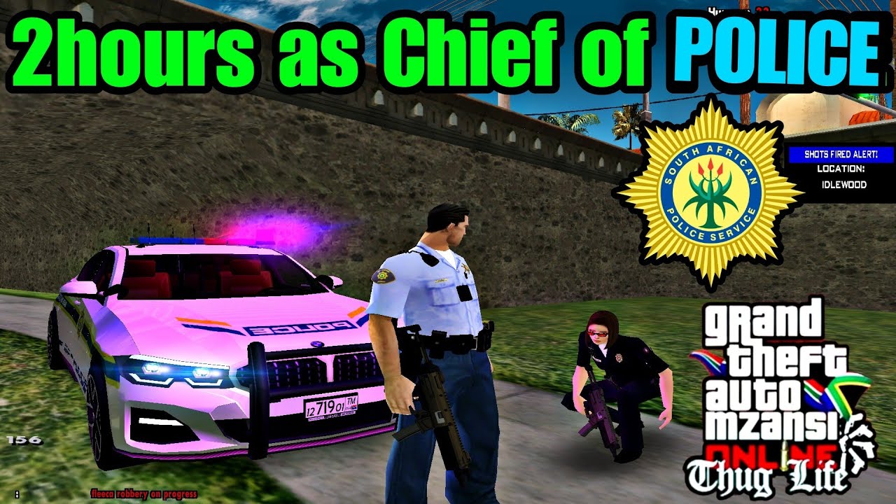 2 hour of gta mzansi online as chief of SAPS/POLICE - GTA Mzansi online modpack test(samp)