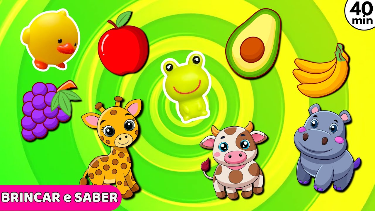 DESENHO EDUCATIVO PARA APRENDER O ALFABETO, AS CORES, OS ANIMAIS E AS FRUTAS