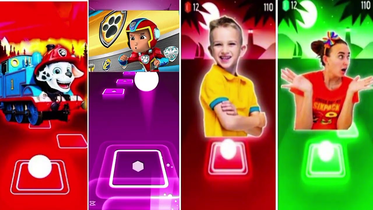 Paw Partrol team Ryder 🆚 Paw Partrol team 🆚 Vlad and Niki In Tiles hop EDM Rush 